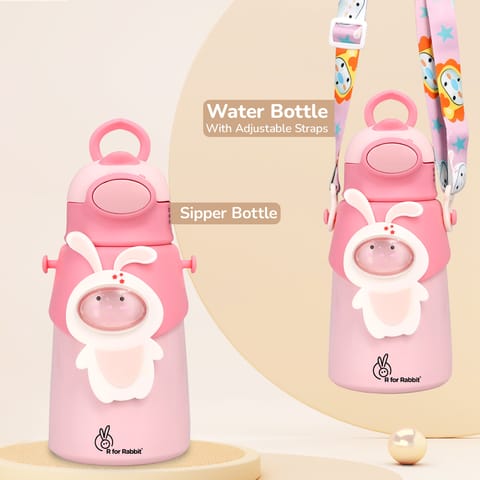 R for Rabbit Steebo Zoobie Stainless Steel Sipper Feeding Bottle For Kids Pink Bunny