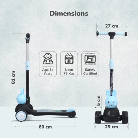 R for Rabbit Road Runner Bunny Scooter For Kids With PU LED Wheels Black Blue