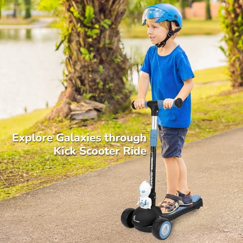 R for Rabbit Road Runner Astro Scooter For Kids With PU LED Wheels Black