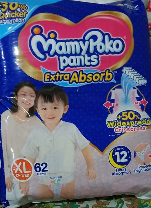 MamyPoko Pants Extra Absorb Diapers (XL) 62's 12-17 Kg