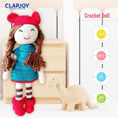 Clapjoy Soft Hand Knitted Cotton Thread Doll for kids