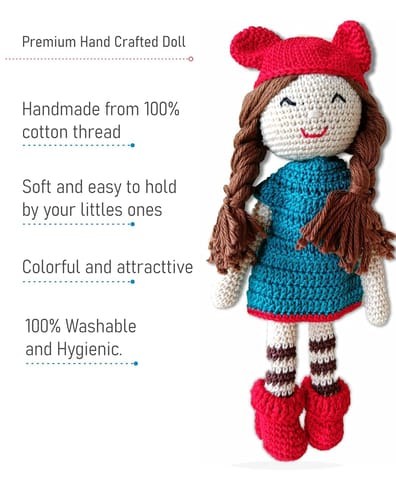 Clapjoy Soft Hand Knitted Cotton Thread Doll for kids