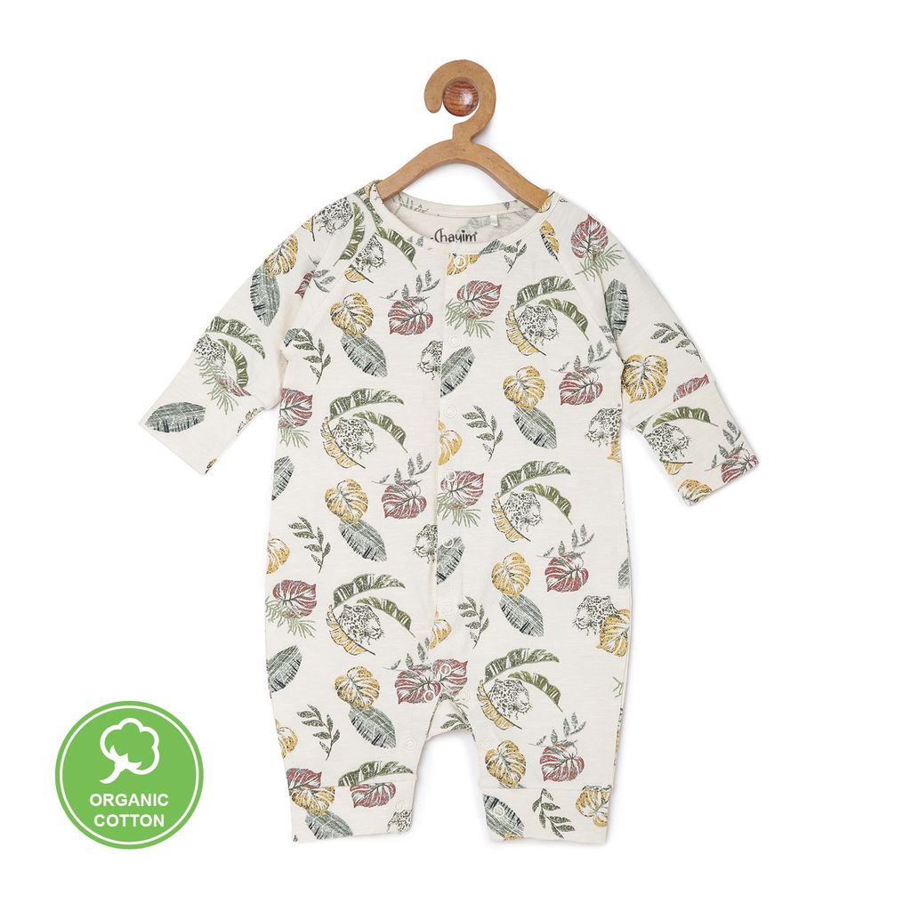 Chayim Printed Sleepsuit Centre front Open till Inside Leg -Off White NB