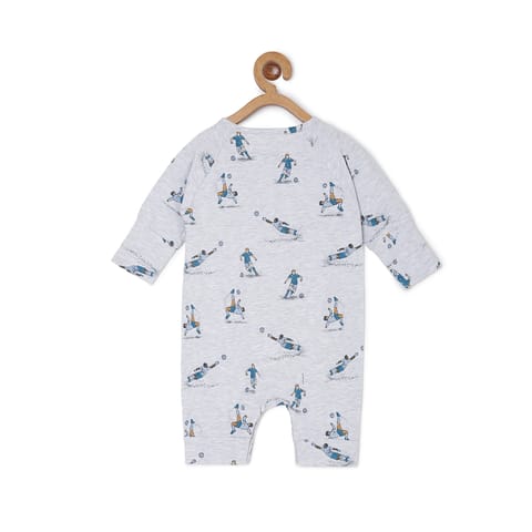 Chayim Printed Sleepsuit Centre front Open till Inside Leg -Grey NB