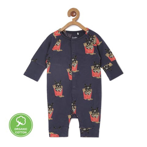 Chayim Printed Sleepsuit Centre front Open till Inside Leg -Navy NB