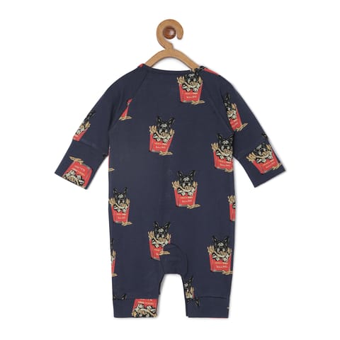 Chayim Printed Sleepsuit Centre front Open till Inside Leg -Navy NB