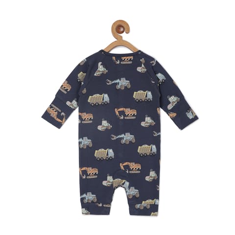 Chayim Printed Sleepsuit Centre front Open till Inside Leg -Navy NB