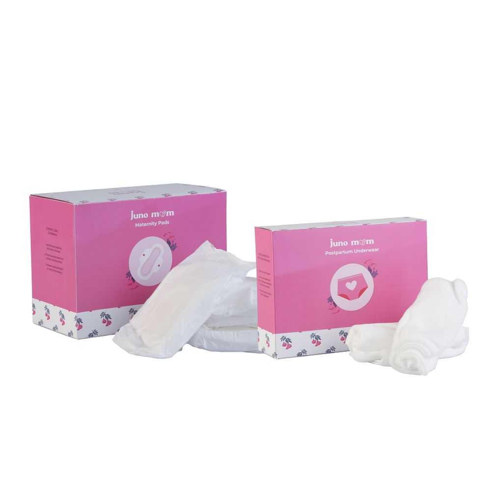 Juno Mom Maternity Combo Pack - Maternity Pads + Disposable Underwear (Pack of 7 Each) | Postpartum Essentials After Delivery