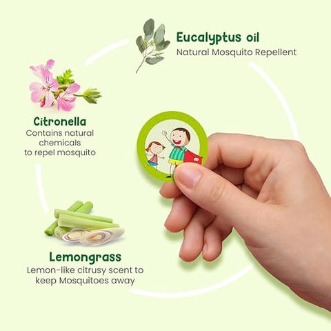 Mother Sparsh 100% All Natural Mosquito Repellent Patches for Babies with 12hr. Protection | With Citronella, Lemongrass & Eucalyptus Oil Protects from Dengue, Malaria, Chikunguniya (24 Patches)