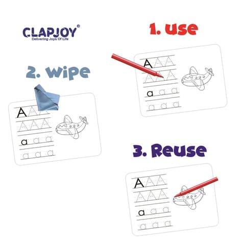 ClapJoy Reusable Flash Cards for Kids|72 Double Sided Early Learning Flash Cards for Kids for Age 2 to 5 Years