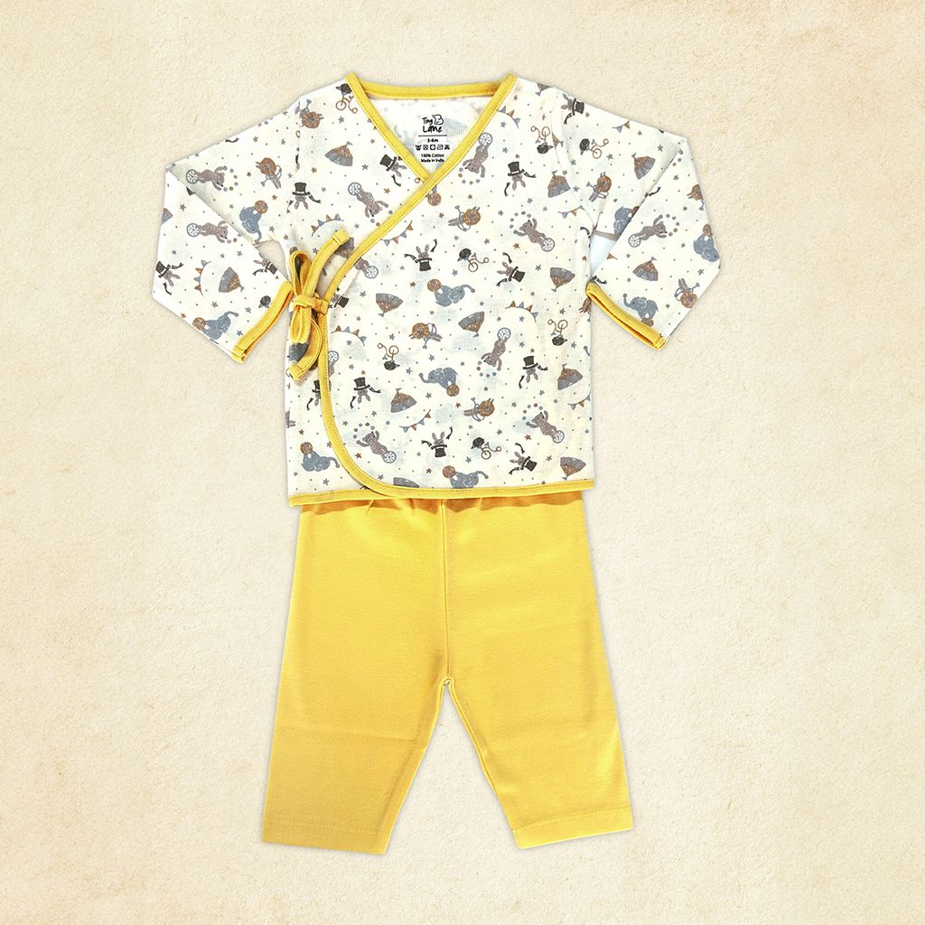 Tiny Lane Adorable and Comfortable Baby Clothing "Jungle Circus Sets" - Circus Jhabla & Lemon Yellow Pant