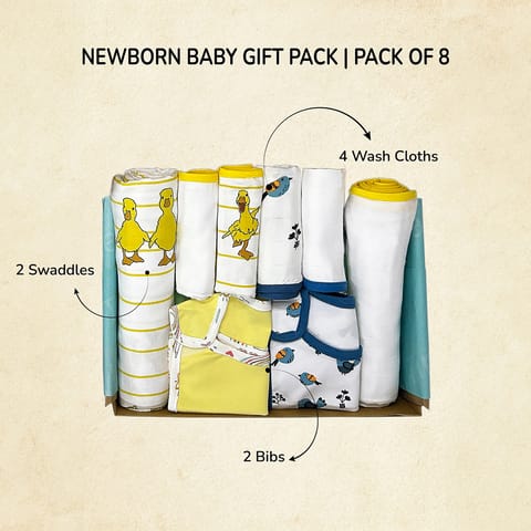 Tiny Lane Newborn Baby Gift Pack | Pack of 8