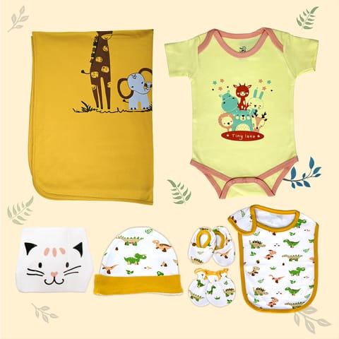 Tiny Lane Jungle Tribe Newborn Baby Gift Set | Pack of 7