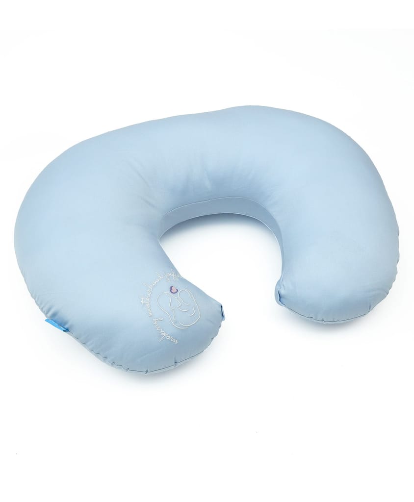 Mi Arcus Burpy Breast and Bottle Feeding Pillow for New Born Babies C Shape Sky Color