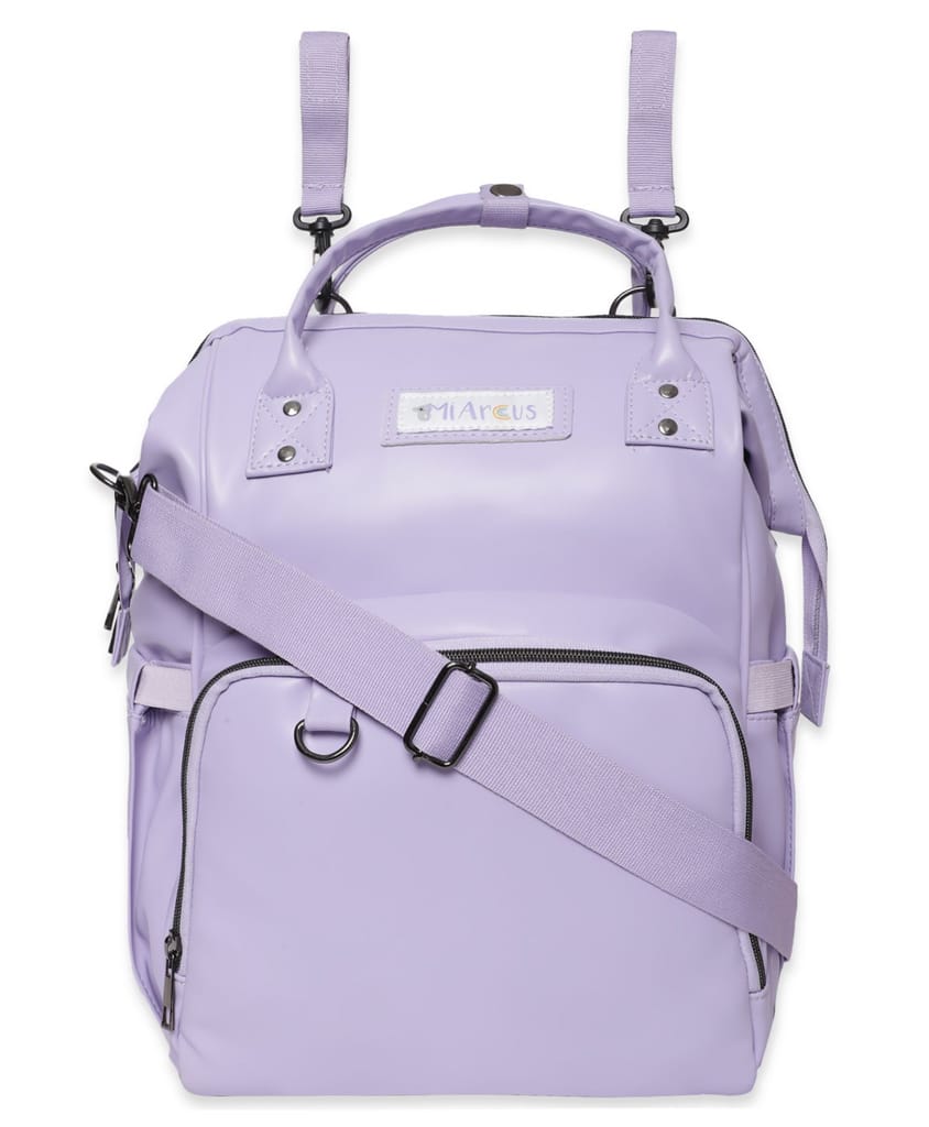 Mi Arcus Unisex-Vegan Leather Diaper Bag Backpack (Purple)