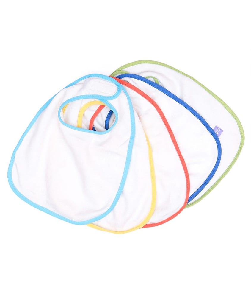 Mi Arcus Cotton Solid Feeding Bib Washable Reusable Comfortable Easily Adjustable for Kids Pack of 5
