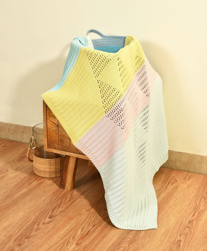 Mi Arcus Cotton Knitted Colorblock Baby Blanket
