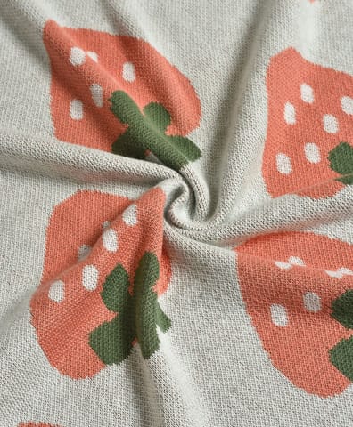 Mi Arcus Cotton Knitted Fruits Print Baby Blanket