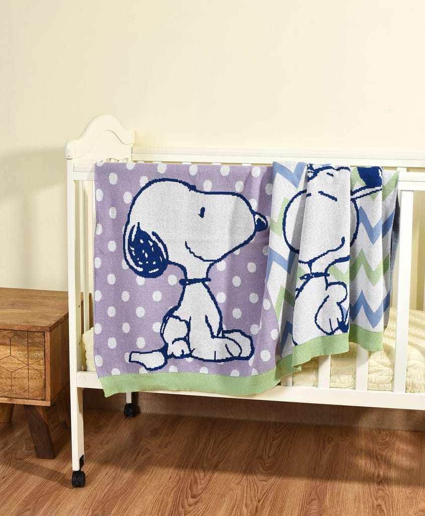 Mi Arcus Peanuts Snoopy Printed Cotton Knitted Baby Blanket