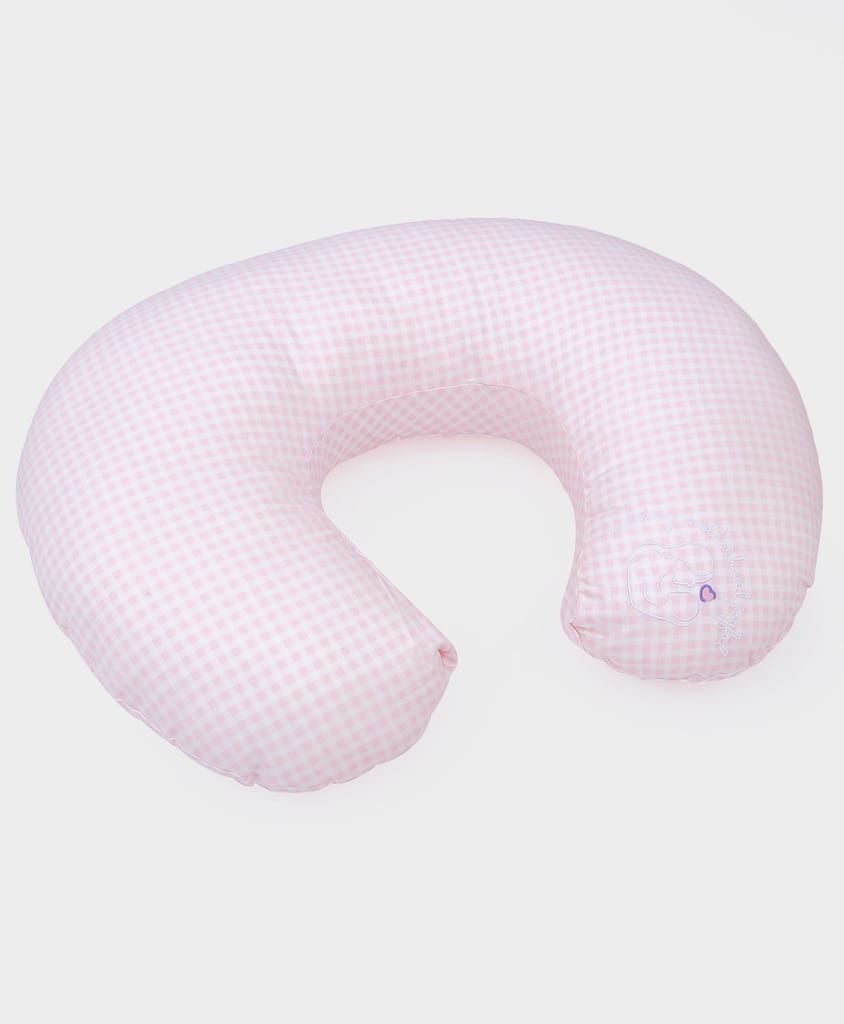 Mi Arcus Burpy Breast and Bottle Feeding Pillow for New Born Babies Infant  C Shape Pink Color