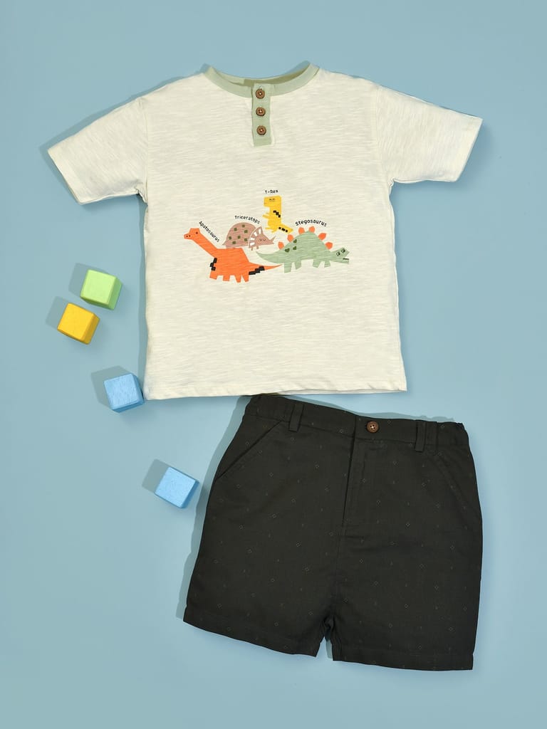 Mi Arcus Cotton Printed Tshirt with Shorts Clothing Set for Kids