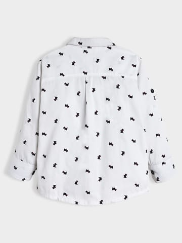 Mi Arcus Cotton Printed Full Sleeve White Shirt for Boys