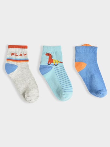 Mi Arcus Cotton Printed Multi color Socks for Kids Pack of 3