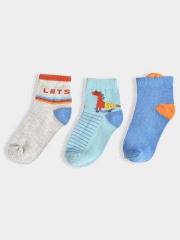 Mi Arcus Cotton Printed Multi color Socks for Kids Pack of 3