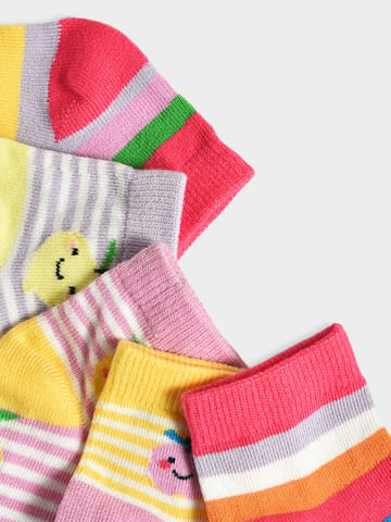 Mi Arcus Cotton Printed Multi color Socks for Kids Pack of 3