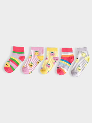 Mi Arcus Cotton Printed Multi color Socks for Kids Pack of 3