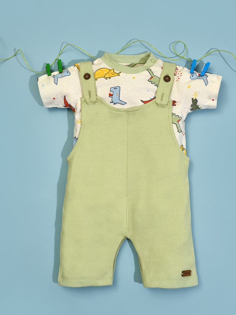Mi Arcus Cotton Printed Tshirt with Dungaree set for Kids