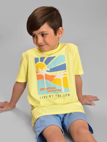 Mi Arcus Cotton Printed Yellow Tshirt for Kids