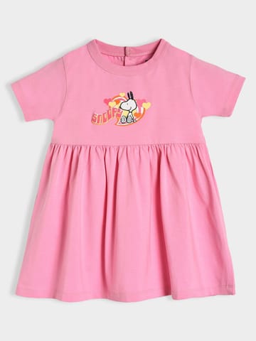 Mi Arcus Cotton Peanuts Snoopy Printed Knee Length Dress for Girls Pack of 2