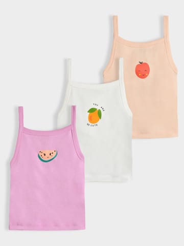 Mi Arcus Cotton Printed Camisole for Girls Pack of 3