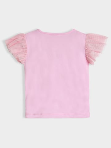 Mi Arcus Pink Printed Cotton Top with Skirt for Girls