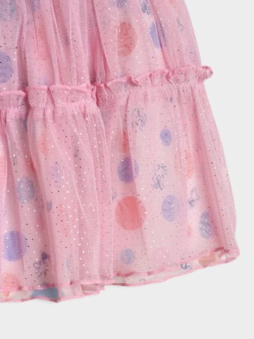 Mi Arcus Pink Printed Cotton Top with Skirt for Girls