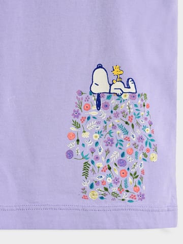 Mi Arcus Peanuts Snoopy Printed Purple Top for Girls