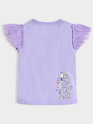 Mi Arcus Peanuts Snoopy Printed Purple Top for Girls