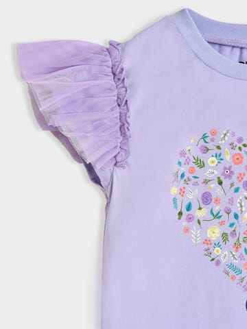 Mi Arcus Peanuts Snoopy Printed Purple Top for Girls