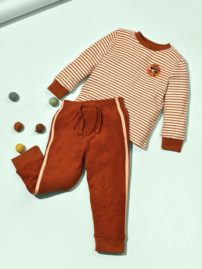 Mi Arcus Striper Full Sleeve Tshirt with Pyjama Clothing Set for Kids