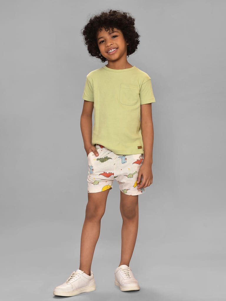 Mi Arcus Cotton Soild Tshirt Printed Short Clothing set for Kids