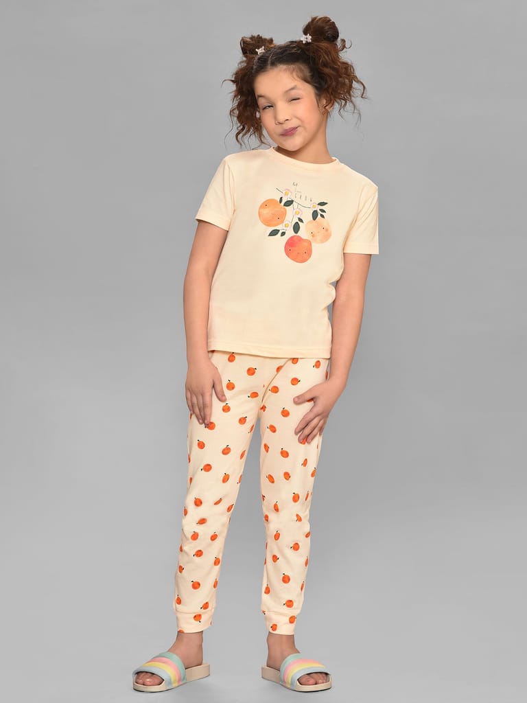 Mi Arcus Cotton Printed Tshirt with Pyjama Set for Kids