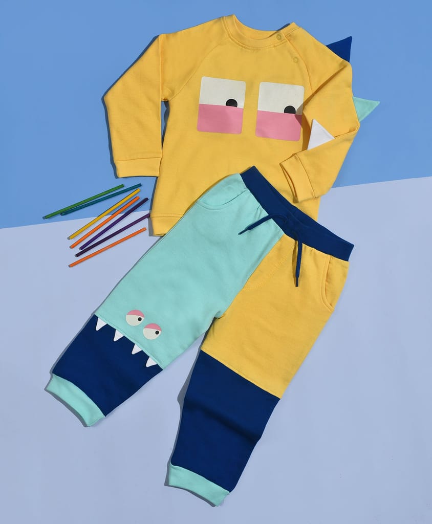 Mi Arcus Printed Sweatshirt and Colorblock Pyjama Set for Kids