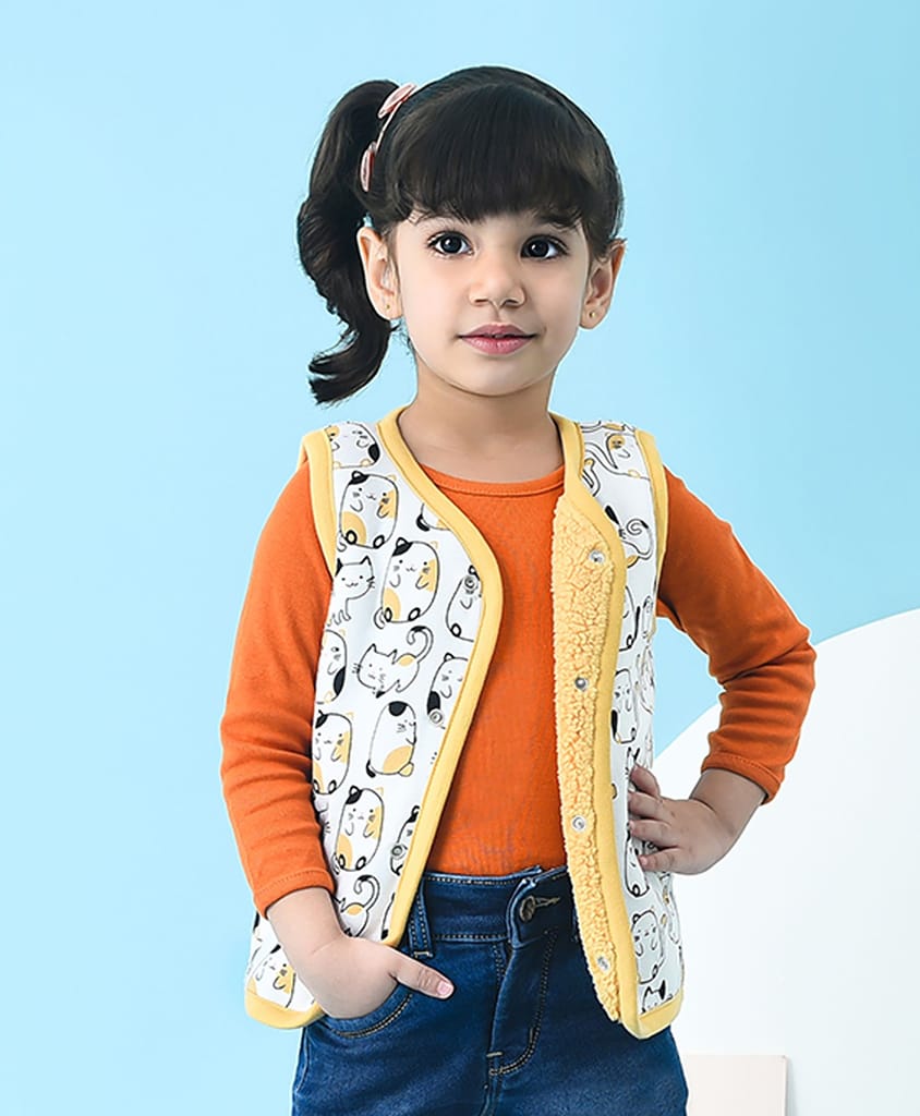Mi Arcus Printed Sleeveless Reversible Jacket for Kids
