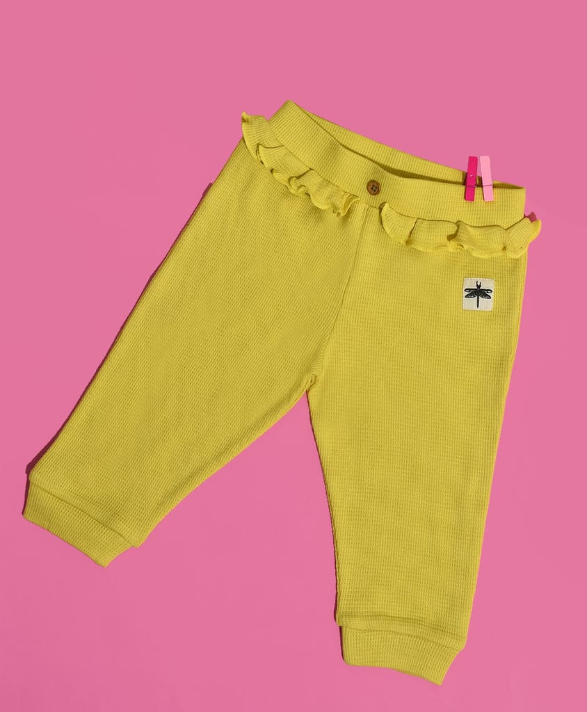 Mi Arcus Yellow Mid Rise Waffle Pyjama for Kids