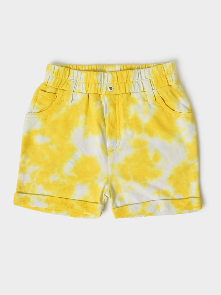 Mi Arcus Tie Dyed Yellow Shorts for Kids
