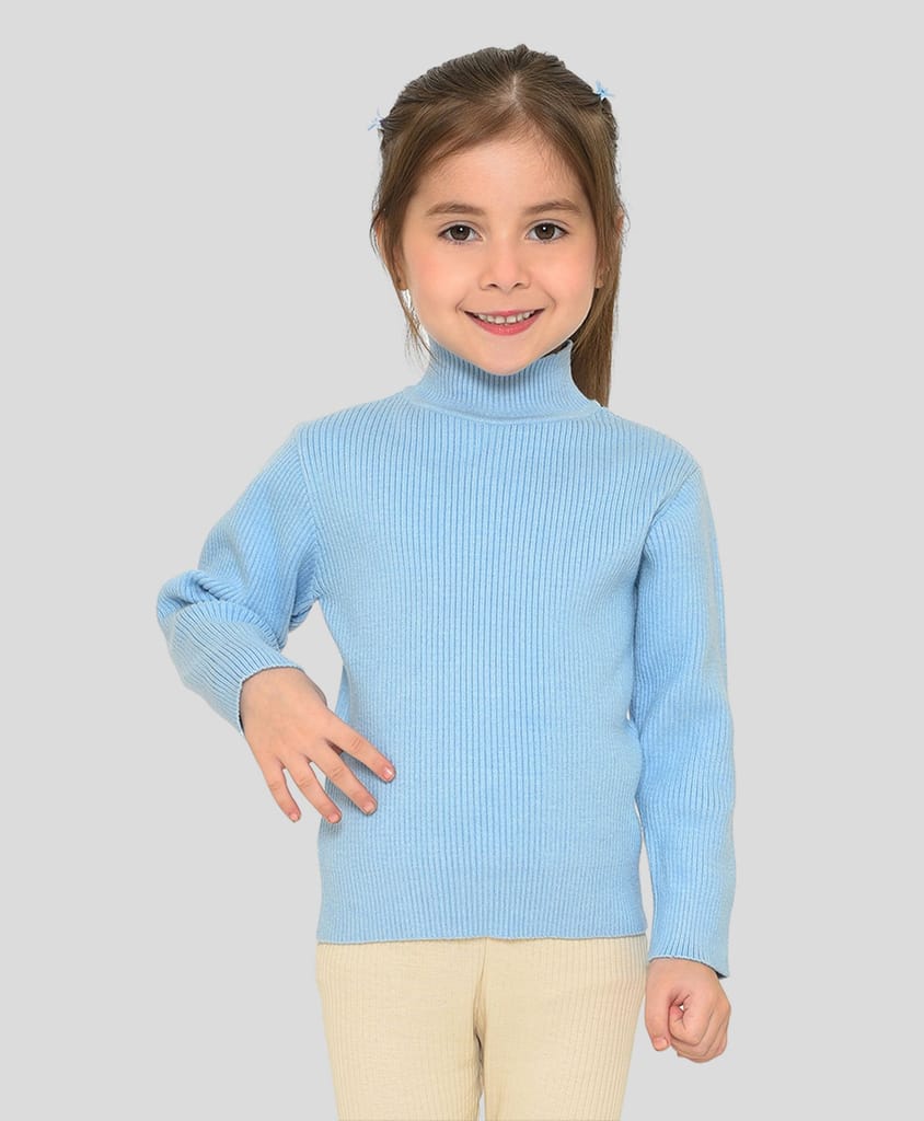 Mi Arcus Blue Knitted High Neck Innerwear for Kids