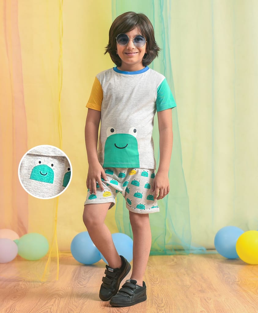 Mi Arcus Printed Cotton T-shirt with Shorts Set for Kids