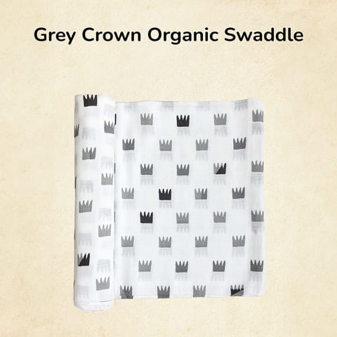 Grey Crowns Organic Bamboo Baby Swaddle