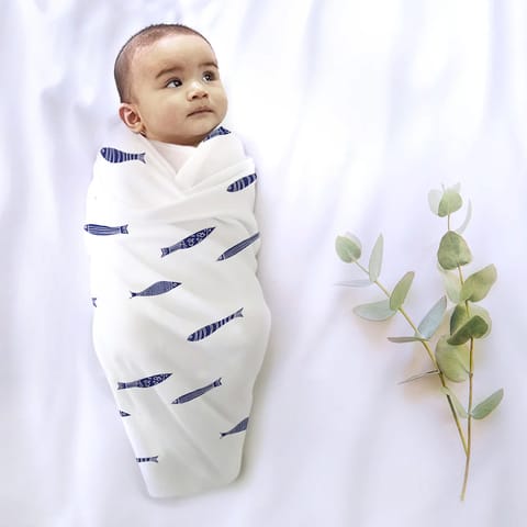 Indigo Aquarium Organic Bamboo Baby Swaddle